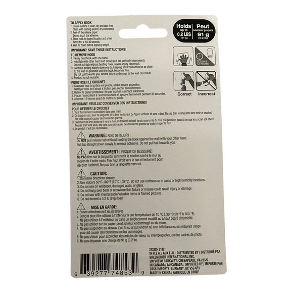 4 Pack Variety Clear Adhesive Removable Wall Hanger Hooks NWT - Picture 6 of 8